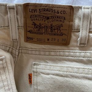 Levi's Cream 550 Tapered Jeans Vintage Orange Tag